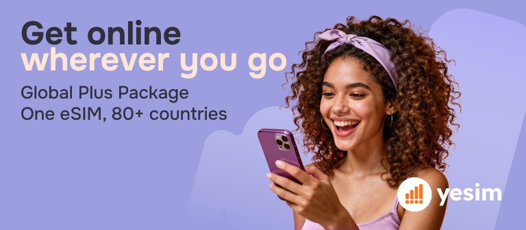 YeSIM — Get online wherever you go. Global Plus Package, one eSIM, 80+ countries.